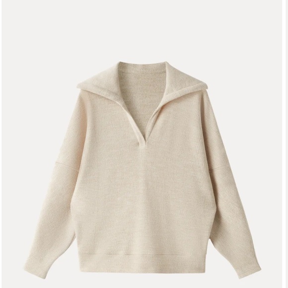 Cozy Collared V-Neck Batwing Sleeve Pullover - Picture 5 of 6